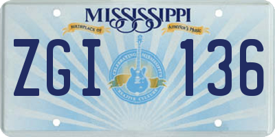 MS license plate ZGI136