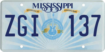 MS license plate ZGI137