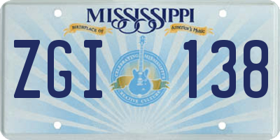 MS license plate ZGI138
