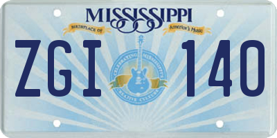 MS license plate ZGI140