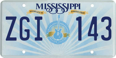 MS license plate ZGI143