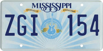 MS license plate ZGI154