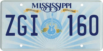 MS license plate ZGI160