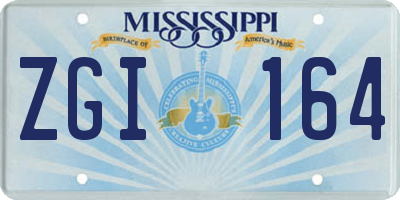 MS license plate ZGI164