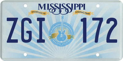 MS license plate ZGI172
