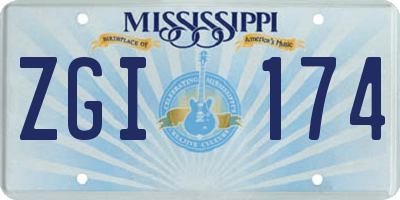 MS license plate ZGI174
