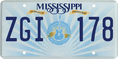 MS license plate ZGI178