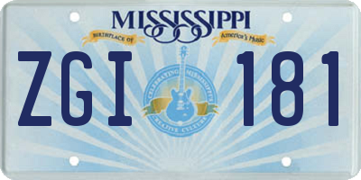 MS license plate ZGI181