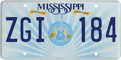 MS license plate ZGI184