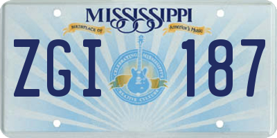 MS license plate ZGI187