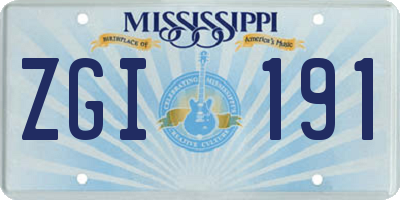 MS license plate ZGI191