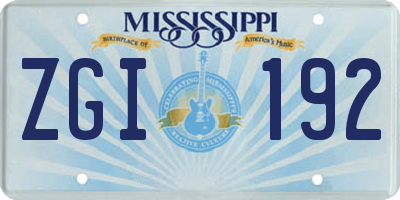 MS license plate ZGI192