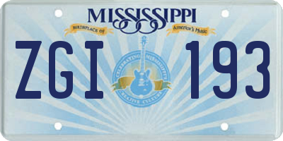 MS license plate ZGI193
