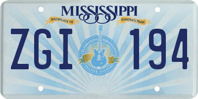 MS license plate ZGI194