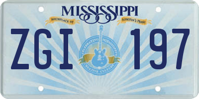 MS license plate ZGI197