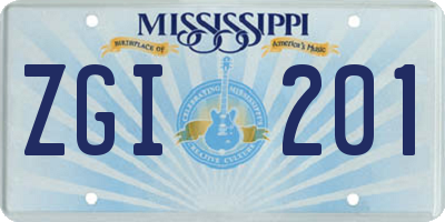 MS license plate ZGI201