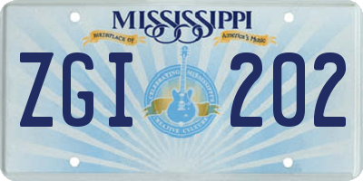 MS license plate ZGI202