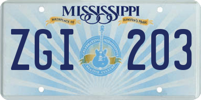 MS license plate ZGI203