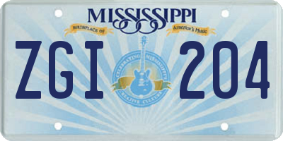 MS license plate ZGI204