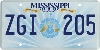 MS license plate ZGI205