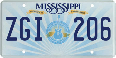 MS license plate ZGI206
