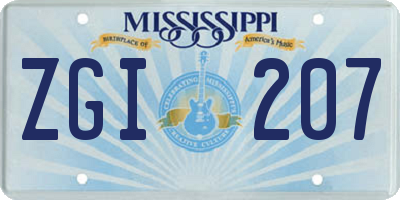 MS license plate ZGI207