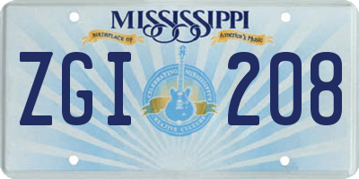 MS license plate ZGI208