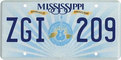 MS license plate ZGI209