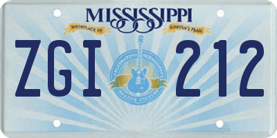MS license plate ZGI212