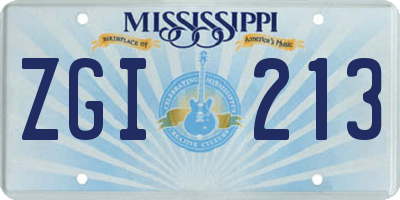 MS license plate ZGI213