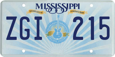 MS license plate ZGI215