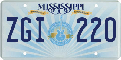MS license plate ZGI220