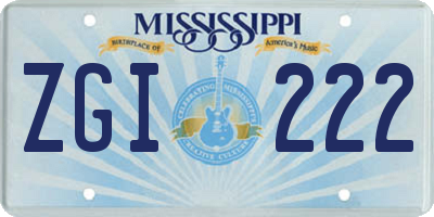 MS license plate ZGI222