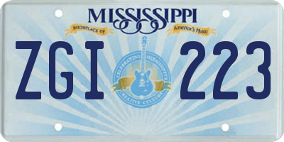 MS license plate ZGI223