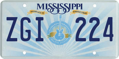 MS license plate ZGI224