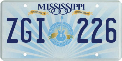 MS license plate ZGI226