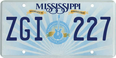 MS license plate ZGI227