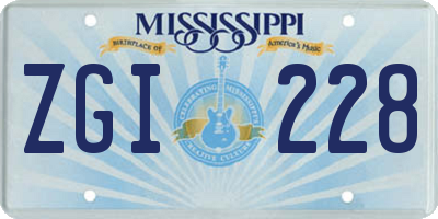 MS license plate ZGI228