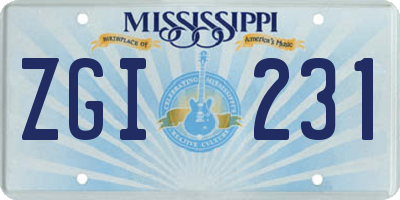 MS license plate ZGI231