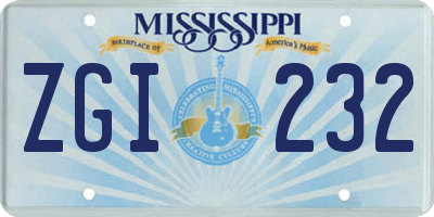 MS license plate ZGI232