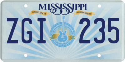 MS license plate ZGI235