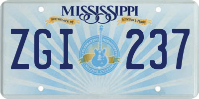MS license plate ZGI237