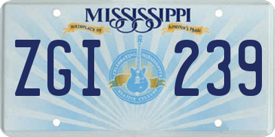 MS license plate ZGI239