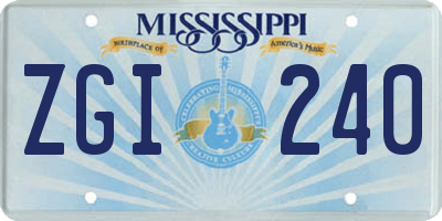 MS license plate ZGI240