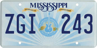 MS license plate ZGI243