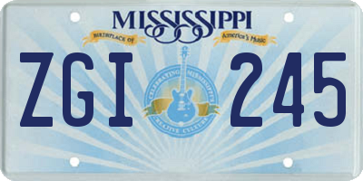 MS license plate ZGI245