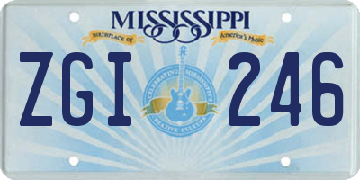 MS license plate ZGI246