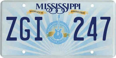 MS license plate ZGI247