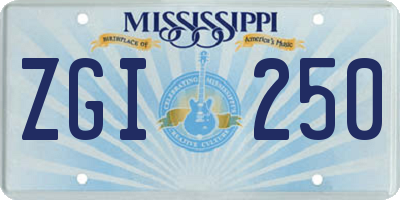 MS license plate ZGI250