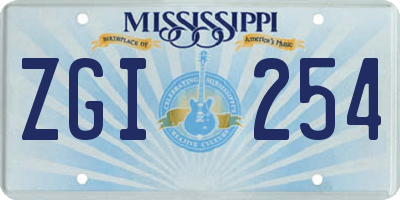 MS license plate ZGI254